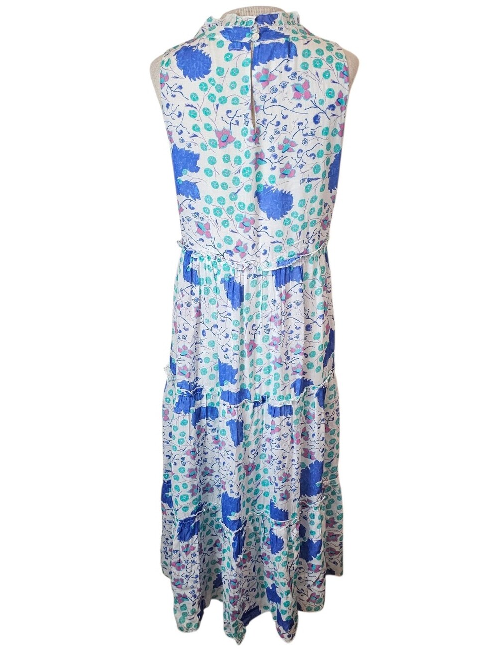 Oliphant Tiered Floral Midi Dress Size M 100% Cotton Silk Blend Floral Boho - Picture 10 of 13
